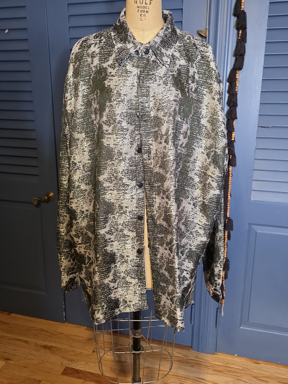 Vintage Pardazzio Uomo Metallic Abstract Textured Shirt 4XL Streetwear